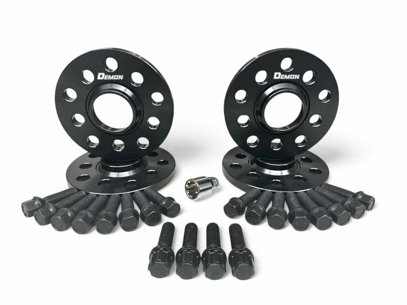 Demon Spacer Kit – 5x100 5x112 57.1mm 12mm / 15mm – Set of 4 + Radius Bolts & Locking Set
