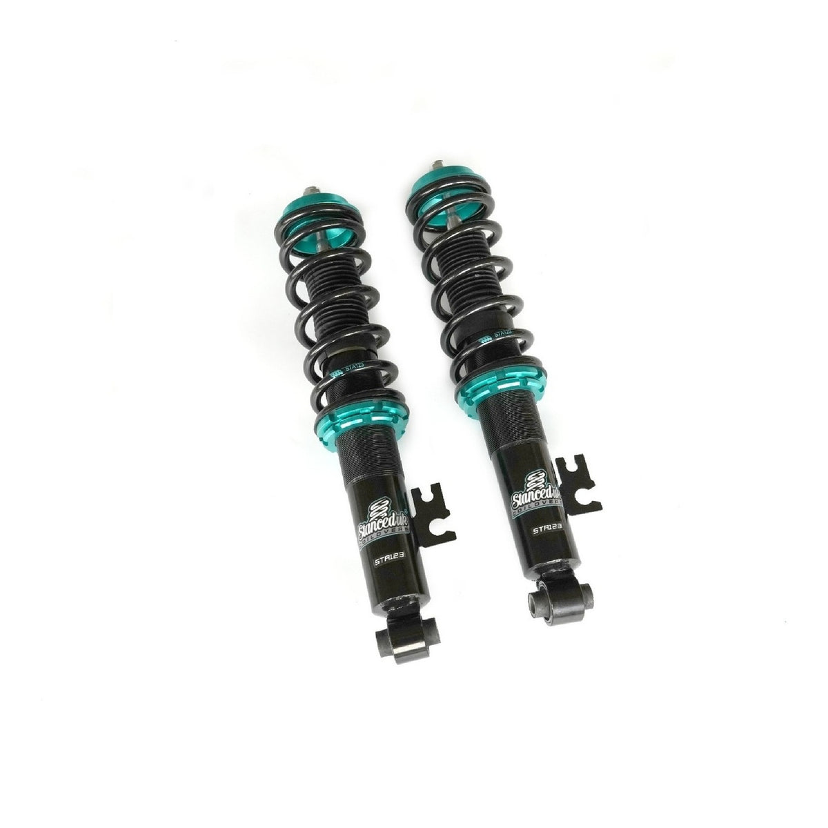 Stanced UK STA123 rear dampers and springs with adjustable mounts and tools – performance coilover setup