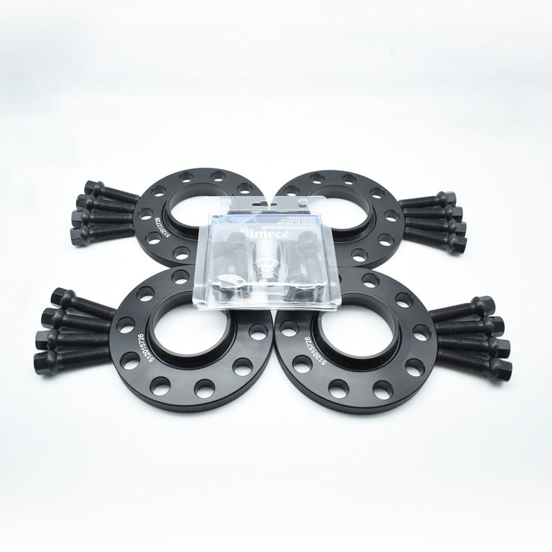 Demon Black Alloy Wheel Spacers 5x100 5x112 57.1mm 12mm / 15mm Set of 4 + Radius Bolts & Locking Set