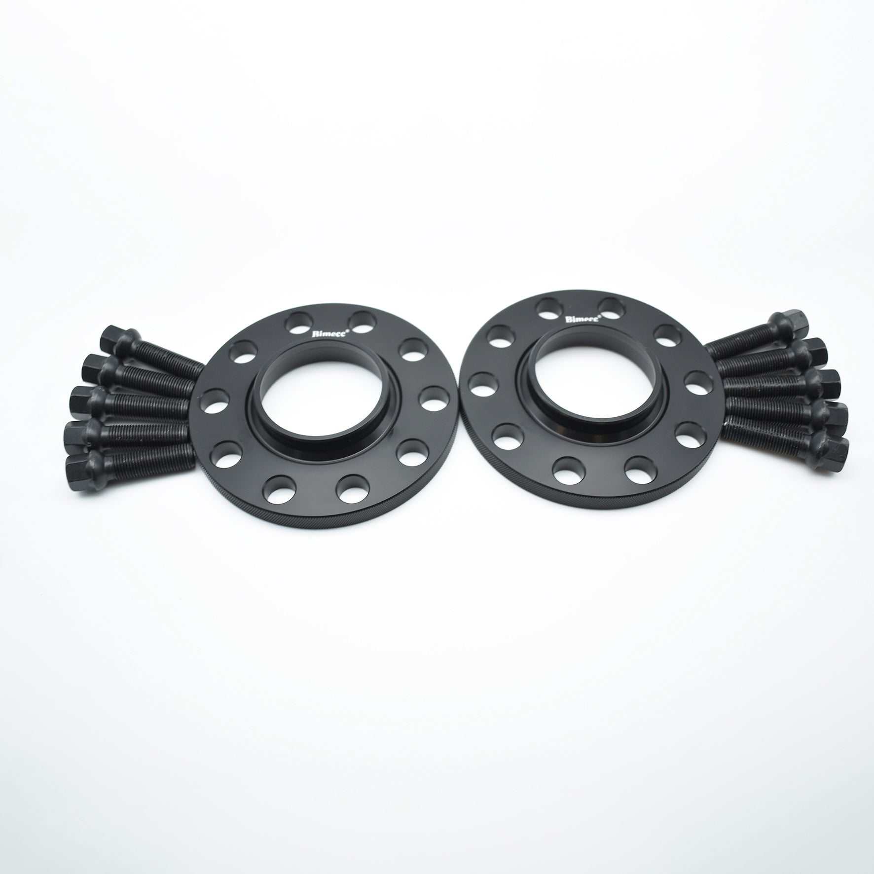Bimecc Spacer Pair + Bolts – Audi 5x112 66.6mm 15mm – Black Alloy Wheel Spacers