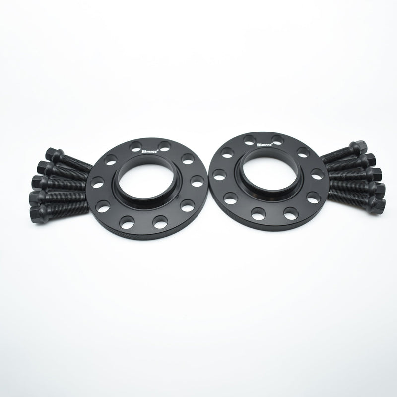 BIMECC BLACK ALLOY WHEEL SPACERS AUDI 5X112 66.6MM 15MM PAIR + BOLTS