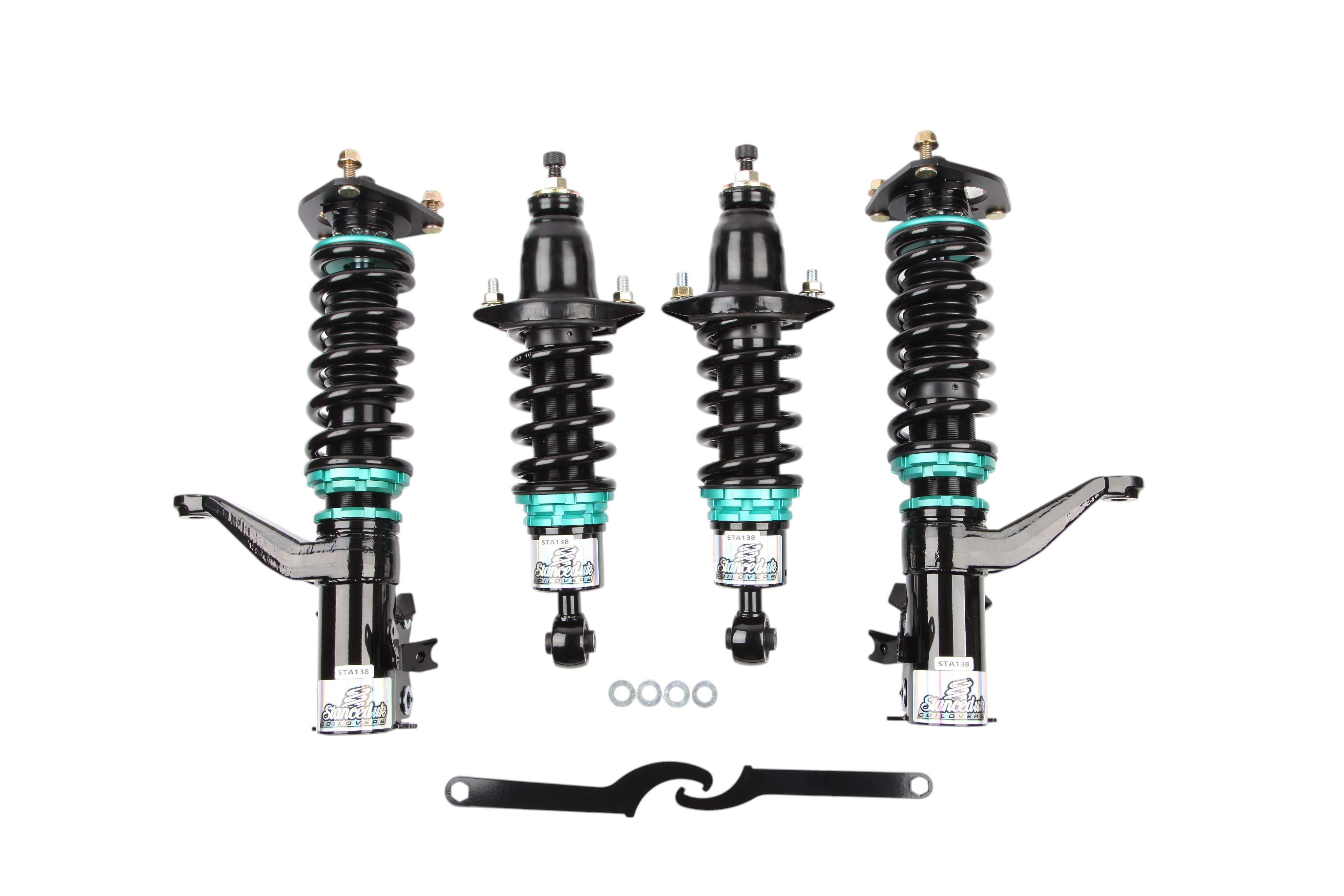 Stanced UK Premium Coilover Kit for Honda Civic Type R EP3 with monotube dampers, 32-way damping adjustment and camber-adjustable top mounts