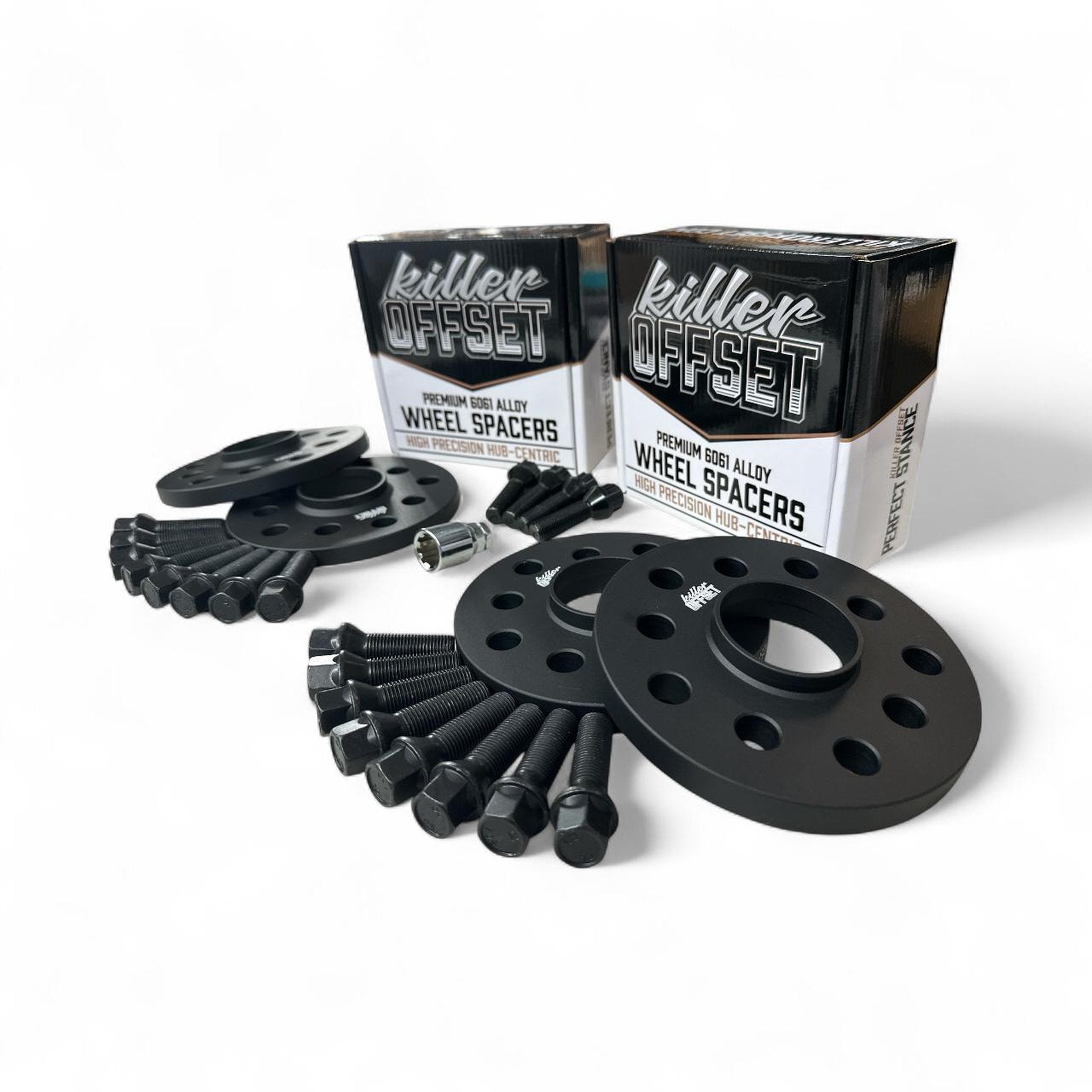Killer Offset® Premium Wheel Spacers 15mm x 4 5x100 5x112 57.1mm With Tapered Bolts & Locks