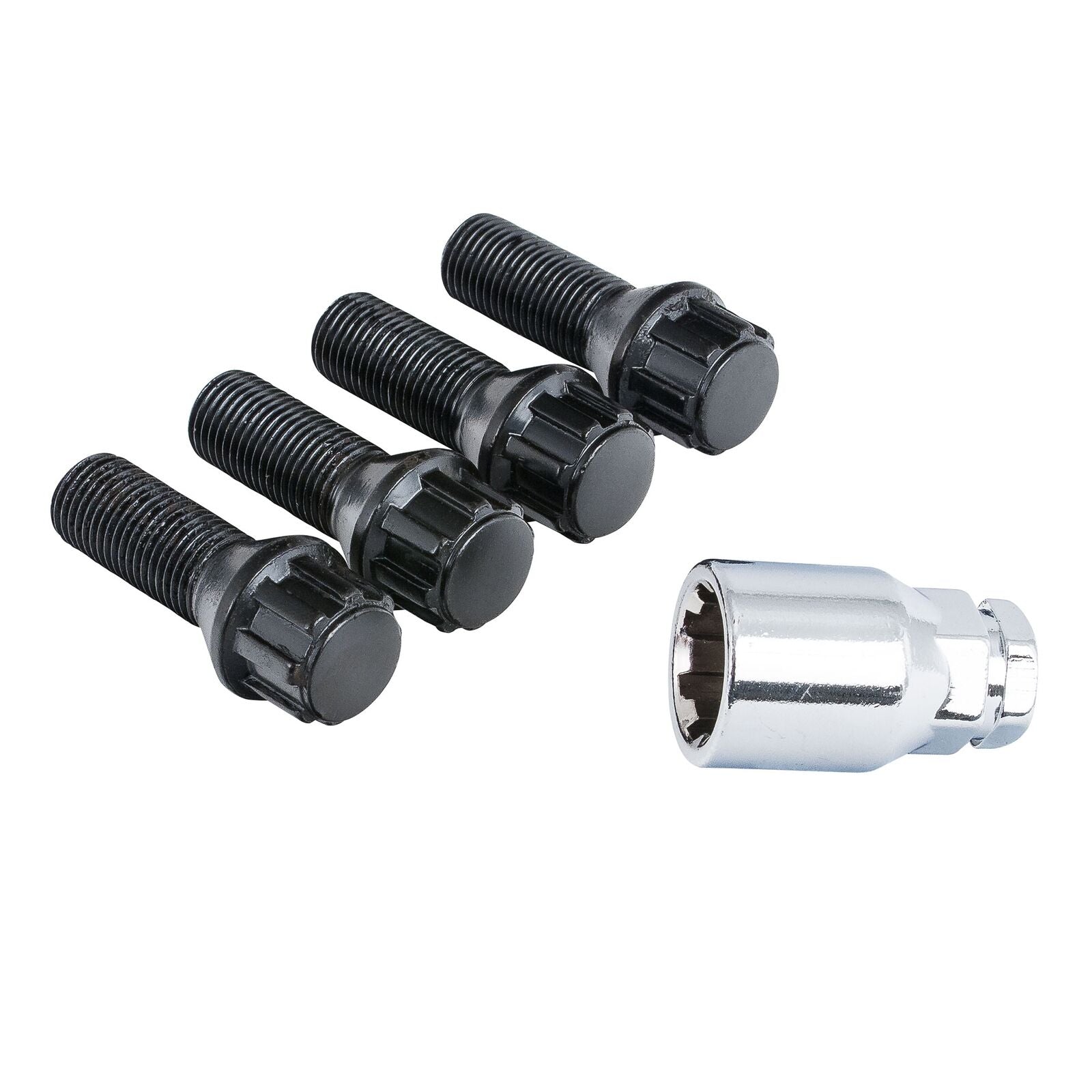 BIMECC BLACK ALLOY WHEEL LOCKING BOLT SET TAPERED M14X1.25MM 43MM / 50MM