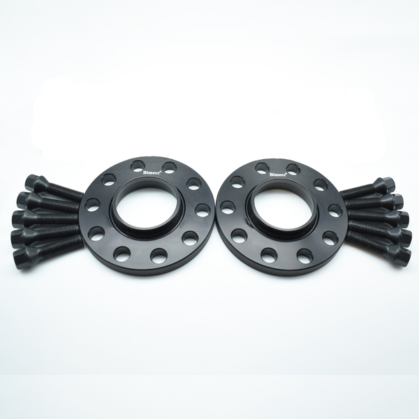 Bimecc Spacer Pair + Bolts – Audi 5x112 66.6mm 15mm – Black Alloy Wheel Spacers