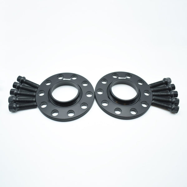 Bimecc Black Alloy Wheel Spacers 5x100 5x112 57.1mm 12mm Pair + Radius Bolts