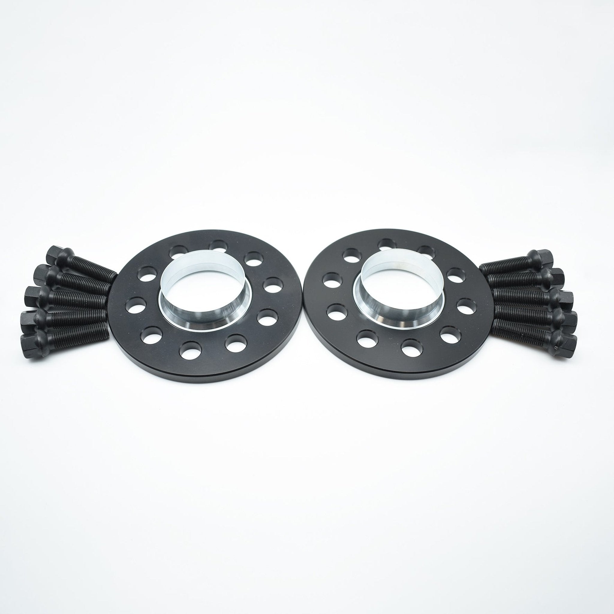 Bimecc Spacer Pair + Radius Bolts – Audi 5x112 66.6mm 10mm – Black Alloy Wheel Spacers
