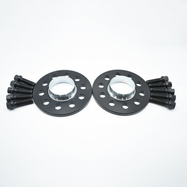 Bimecc Black Alloy Wheel Spacers Audi 5x112 66.6mm 12mm Pair + Radius Bolts